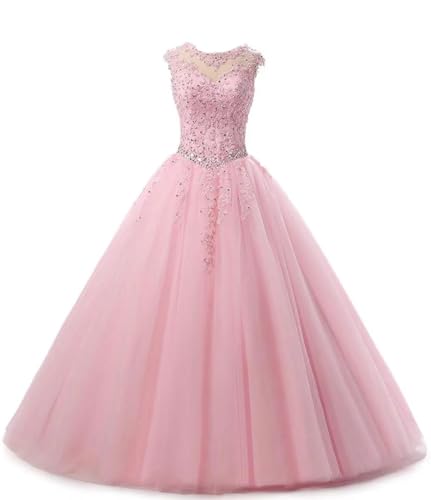 Long Halter Quinceanera Dresses Lace Appliques Evening Dress Beaded Prom Ball Gowns