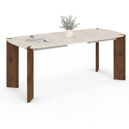 IDMarket - Mesa de comedor extensible TESS 160-200 cm nogal y travertino