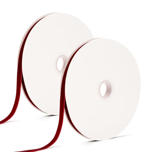 Samtband Rot 10mm x 36m Schleifenband Weihnachten Rotes Satinband für Geschenkverpackung Weihnachtsdeko Dekoband & Basteln (Red)