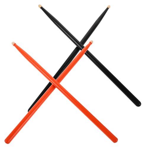 2 Pares de Baquetas de Madera de Arce 5A para Principiantes, Palillos de Percusión Naranja y Negro para Batería Acústica y Electrónica miniatura 1