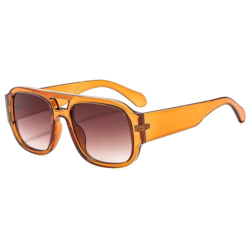 IKANOO Trendy Retro Oversized Aviator Sunglasses for Women Men Luxury Designer Thick Frame 70s Vintage Square Shades﻿