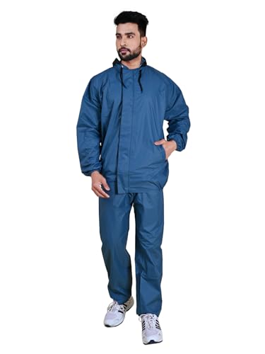 Image of Rupa mens Rupa Rainwear for Men, Waterproof PU Rain Jacket with Pants and Carry Bag, Pack of 1