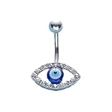 COLORFUL BLING 316L Surgical Steel Cubic Zircon Evil Eye Goth Belly Button Ring Angel Wings Curved Barbells Navel Eyebrow Rings Labret Lip Sexy Piercing Jewelry-simple
