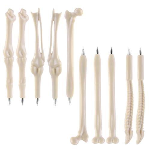 OUDQFCJ 10 Pcs Bolígrafos, Tinta Negra de 0.7mm, Originales y Creativos en Forma de Hueso para Médicos, Enfermeros, Amigos o Estudiantes