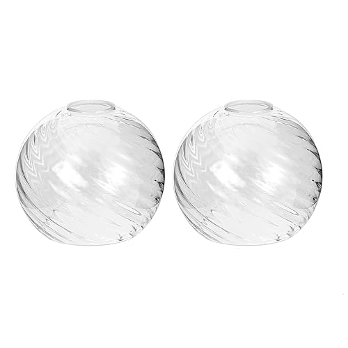 Image of 2 Pack Lamp Globe Glass Shade, Clear Striped Glass Glassshade Covers Replacements for Light Fixtures, 1.65 Inch Fitter Globes Lampshades for Wall Sconces Chandelier Bath Vanity Lights Pendants