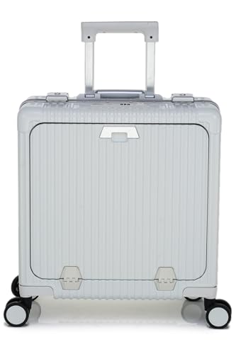 Image of Verage Luxe Celeste Pro Overnighter 48 cms Cabin Luggage Carry On Polycarbonate 8 Wheel Suitcase Laptop Trolley (White)