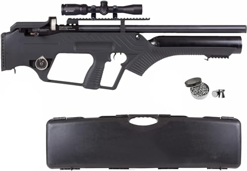 Wearable4U Hatsan BullMaster Semi-Auto .22 Cal PCP Air Rifle w/2-7x32 Scope and Rings with 250x .22 Cal Pellets and Hard Case Bundle