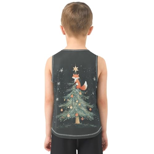 Christmas Tree Fox Black Boys Tank Tops Sleeveless Tank Top Shirts Undershirts for Kids,3T3