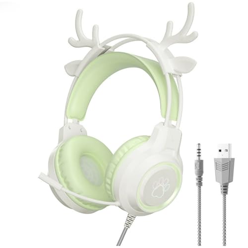 ULOVEJOY猫耳ヘッドホン ヘッドフォン ゲーミング オーバーイヤー 可愛い 3.5mm 有線 マイク付き 40mmスピーカー 密閉型 立体音響 遮音 軽量 折りたたみPS4Pro /PS5/PC/Switch Xbox One S/X スマートフォン