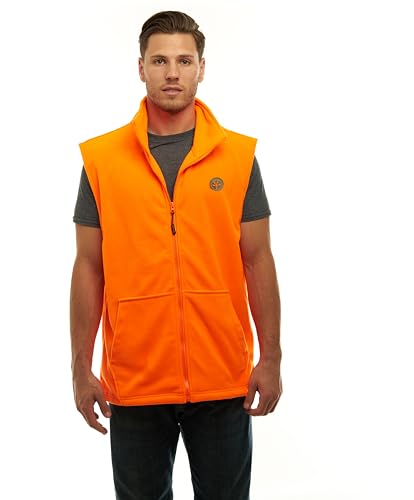 TrailCrest by Treel Men's Fleece Safety Blaze Orange High Visibility Hunting Vest2