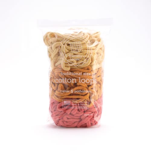 Best Cotton Loops for Potholders: Durable, Colorful, and Made in USA 9 Lotta Loops by Friendly Loom - Tulip Pack (Traditional Size) Daffodil, Tiger Lily, Salmon Cotton Loops Makes 6 Potholders apprx 6