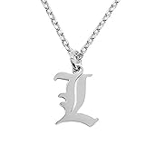 Elefezar Old English Initial Pendant Necklace Letter L Womens Gifts