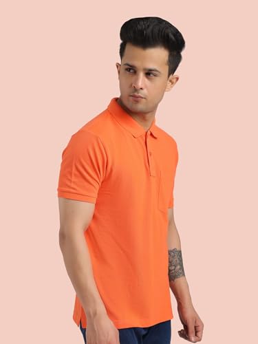Image of Rupa Bumchums Men Super Combed Cotton Solid Half Sleeve Club Collar Polo Regular Fit T-Shirt with Chest Pocket
