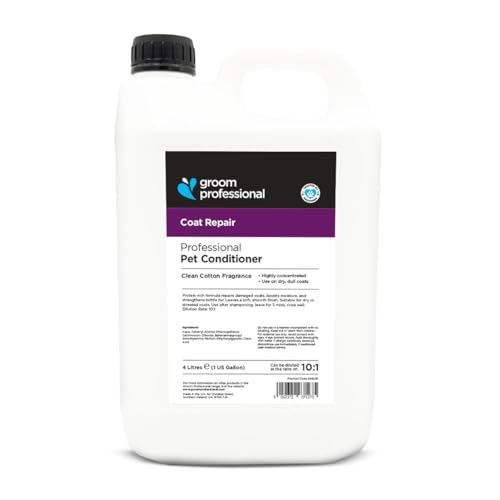 Groom Professional Coat Repair Professional Pet Conditioner Clean Cotton Fragrance Concentrated Formula for Dry Dull Coats 4 Litres (4 Litre White)