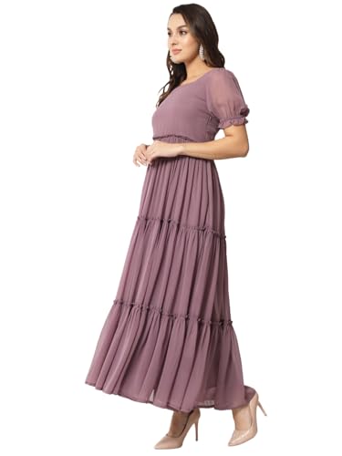 Image of ALL WAYS YOU Women's Casual Tie-Dye Half Sleeve Poly Georgette Ankle Length Dress for Women (A2107DRPR412)
