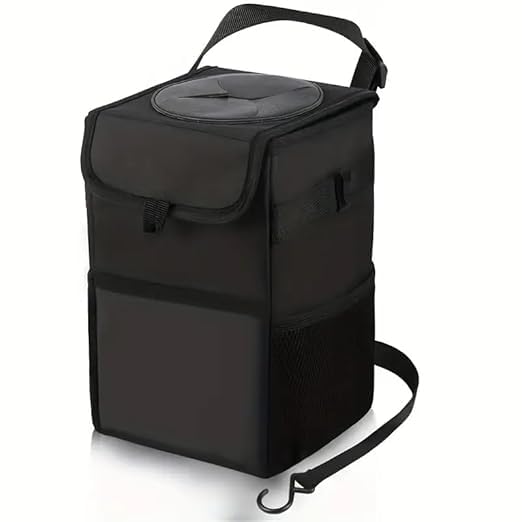 Cute Car Trash Can with Lid – 4Pack Multipurpose Collapsible Trash Bin for Car, Leak-Proof Organizer, Waterproof Garbage Can with Storage Pockets & Adjustable Straps, 2 Gallons (Black) image 4