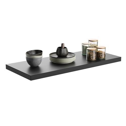 JPND Juego de 1 estante de pared de 30 pulgadas de ancho x 10 pulgadas de profundidad x 1 pulgada de alto, estante flotante de madera con soportes invisibles para sala de estar/dormitorio/baño/cocina