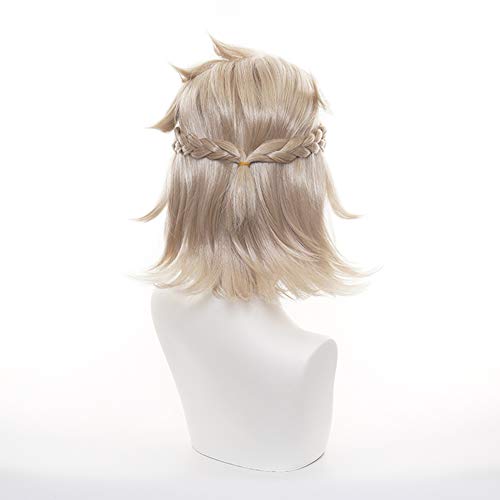 OSIAS Color Layered Albedo Genshin Impact Cosplay Wig for Man and Boys, Albedo Wig, 24 cm - Image 4