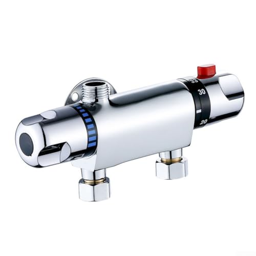 Válvula mezcladora de ducha cromada con control de temperatura, barra expuesta G1/2, salida superior de 38 °C, fácil instalación, grifo de baño para una comodidad y estilo óptimos