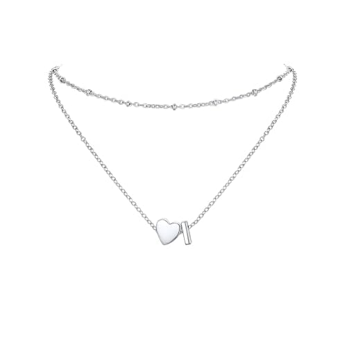 PROSTEEL 14K Gold Plated A-Z Initial Heart Layered Necklace for Women | Non-Tarnish Stainless Steel, Dainty Alphabet Letter Charm Pendant Choker, Personalized Jewelry Sliver I