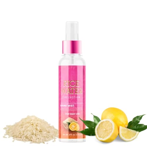 Rice Water Shine Mist for Natural Curly Hair 4 fl oz Leave-In Spray for Hydration and Frizz Control