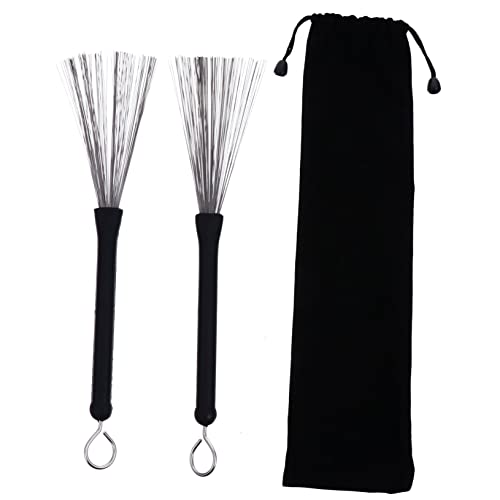 ifundom Stainless Steel Brush Drum Retractable Drum Wire Brush for Drum Practice and Performance