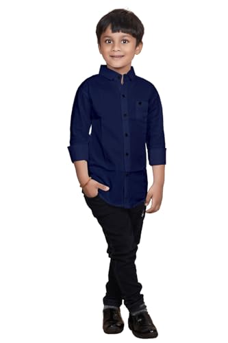 Image of Boys Solid Casual Shirt in Cotton Fabric
