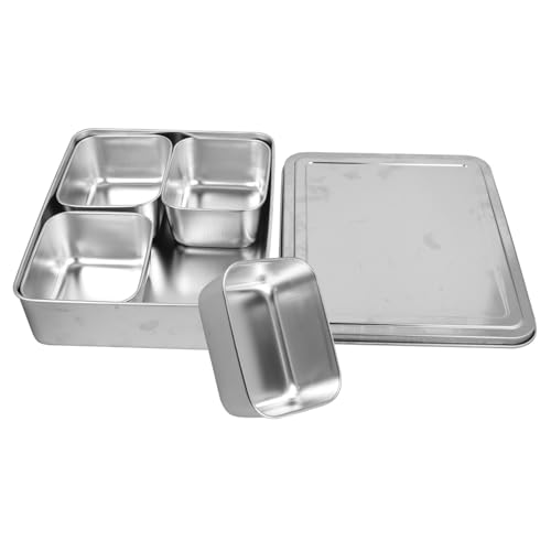 iplusmile 調味料ボックス ステンレス製多格収納コンテナ 耐久性のあるフードケース 蓋付きスナックトレイ 干し果実やナッツの類に キッチン