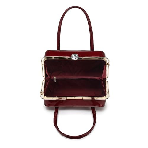 BOW FRAME SATCHEL WITH DETACHABLE SHOULDER STRAP PATENT LEATHER2