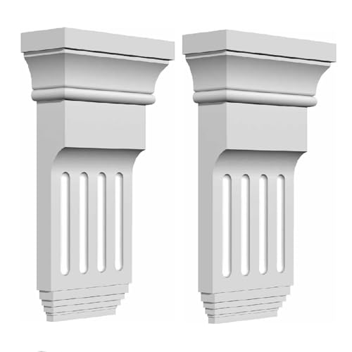 Image of Briwooody 2 Pcs Unfinished Paintable Corbels Bracket for Doorway Countertop Home Cabinet Bookshelves Furniture Support PU (6 W X 2 D X 10 3 /8 Inch H,French Style)