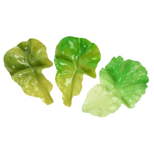PRETYZOOM 3pcs green leaves decorate lifelike lettuce leaf Fake Vegetable Leaf Ornament Photography Prop Decorative Lettuce Leaf fake food lettuce leaf fake leaves fake vegetables