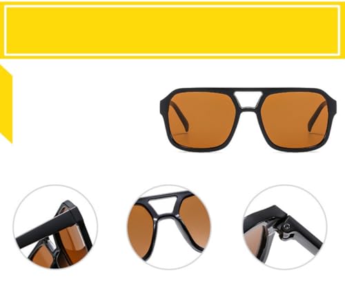 Image of Retro 70s Square Aviator Sunglasses Women Men Vintage Rectangle Sunglasses Flat Frame Trendy Shades