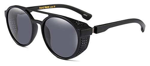 TYJDQXX Lunettes de Soleil Steampunk Femmes Hommes Lunettes de Protection Rondes Lunettes de Vue à remonter Steam Punk Vintage Mode Lunettes   Matt Black Cover