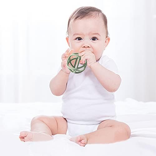Baby Teether Ball, BPA Free Silicone Sensory Ball Toy for Babies and Toddlers, Easy Grip Soft Soothing Teething Toys (Sage)