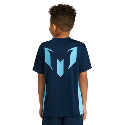 Image of Messi Boys' Lifestyle Short Sleeve Top, Loose-Fit Shirt with Logo, Comfortable, All-Day Wear