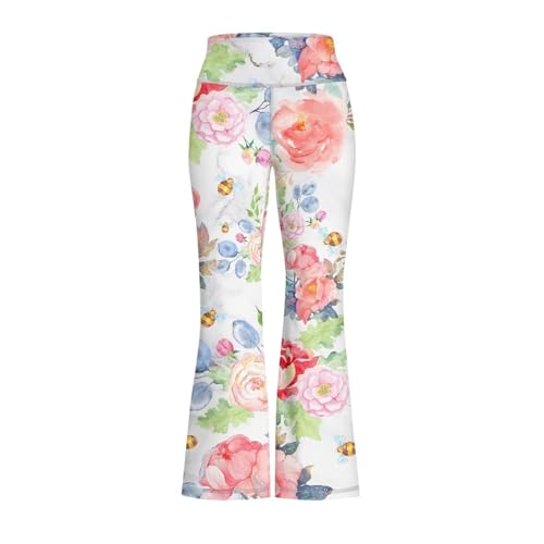 Dolyues Flower Girl Flared Legings Casual Dance Yoga Leggings Wide Leg Kids Bootcut Pants for 5-14 Years Girls2