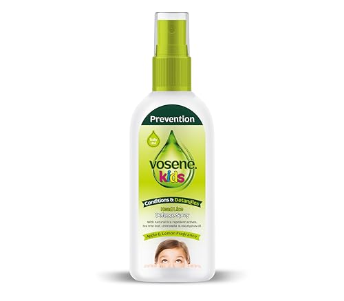 Vosene Kids Apple & Lemon Head Lice Defence Spray 150ml, Conditioning and detangling Natural Head lice Repellent with Tea Tree Leaf, citronella and Eucalyptus Oil, Helps to Keep headlice at Bay.
