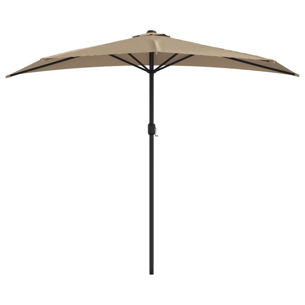 vidaXL Garden Parasol with Aluminium Pole, Outdoor Umbrella for Balcony, Sunshade for Table, Patio Canopy, UV Protection Sun Shelter, Taupe Half