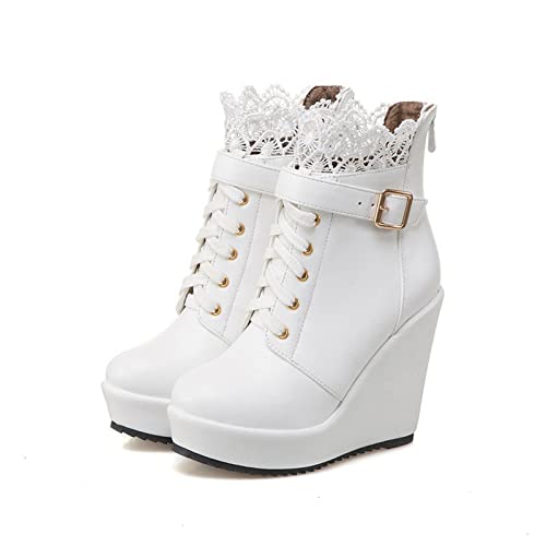 Bottines plateforme à talons hauts compensés et fermeture boucle stable