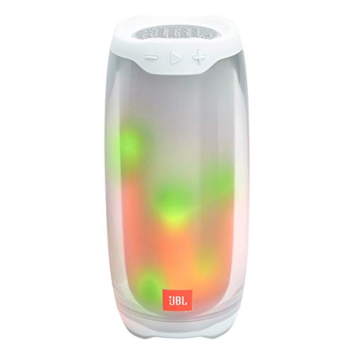 Image of JBL Pulse 4 - Portable Bluetooth Speaker with 360 degrees LED lights, powerful sound and deep bass, IPX7 waterproof, 12 hours of playtime, JBL PartyBoost for multiple speaker pairing (White)