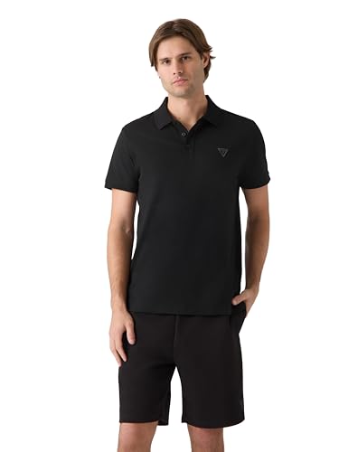Guess Mens Short Sleeve Kaleb Polo Shirt Jet Black Large