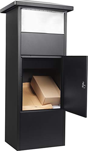 Winbest Steel Freestanding Floor Lockable Large Drop Slot Mail Box with Parcel Compartment, Black - Thumbnail 2