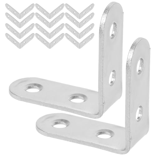 OUNONA 16 Piezas Código De Reparación De Muebles Soporte Metálico Soportes De Esquina Para Madera Soporte Angular De Acero Pequeños Corchetes l Silver Acero Laminado En Frío