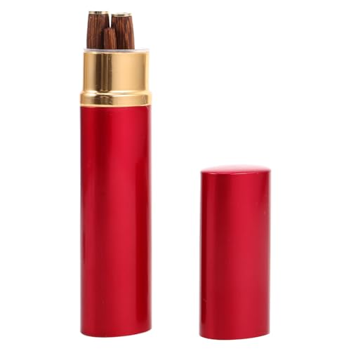 STOBAZA Palillos Plegables de Madera de Ala de Pollo y Sándalo Portátiles Reutilizables para Exterior y Camping Tamaño Compacto Estuche Rojo de Aluminio Ideales para Fondue y Uso