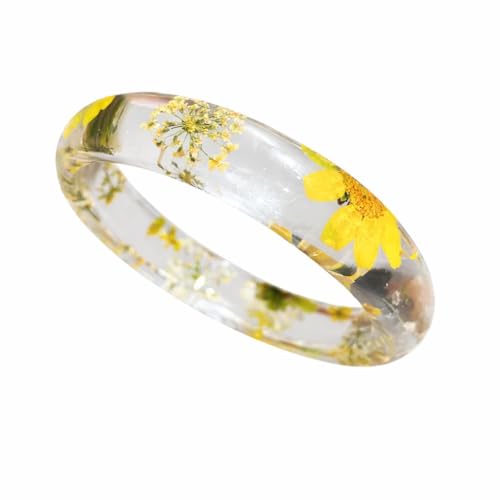 Bracelet, Clear Resin Bangle Bracelet with Real...