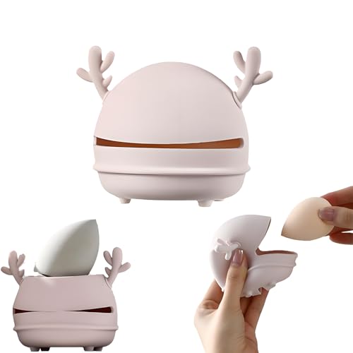 Beauty Blender para esponja de maquillaje, soporte de esponja de maquillaje de silicona con organizador de joyas, fundas de viaje de silicona reutilizables, soporte para batidora de viaje, color rosa
