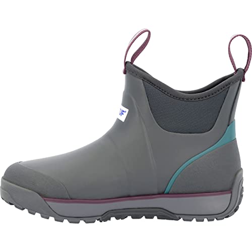Image of XTRATUF 6 inch Women's Ice Fleece Lined Ankle Deck Boot - Size 9, Gray - 100% Waterproof Rubber Footwear for Snow & Rain - Faux Shearling Lining - Slip-Resistant Outsole