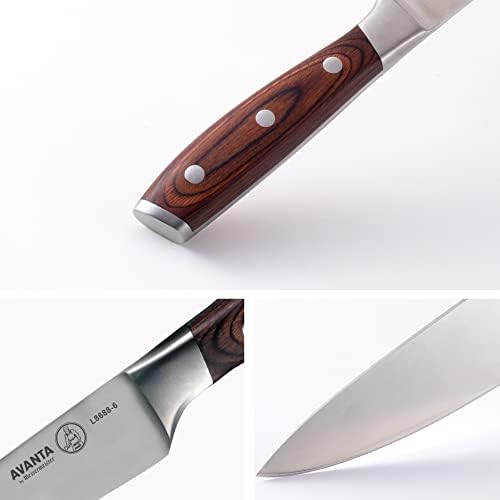 Messermeister Avanta Forged 3-Piece Pakkawood Starter Set - German X50 Stainless Steel - Includes 8” Chef’s Knife, 6” Utility Knife & 3” Paring Knife - Thumbnail 3