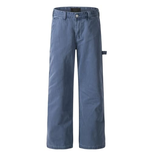 Jeans Pants Trousers Denim Retro Street Trendy Washed Blue Commuter Straight Leg for Men3
