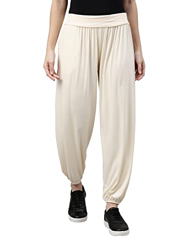 Image of GO COLORS Women Mid Rise Viscose Harem Pants | Wrinkle Free, Relaxed Fit, Free Size